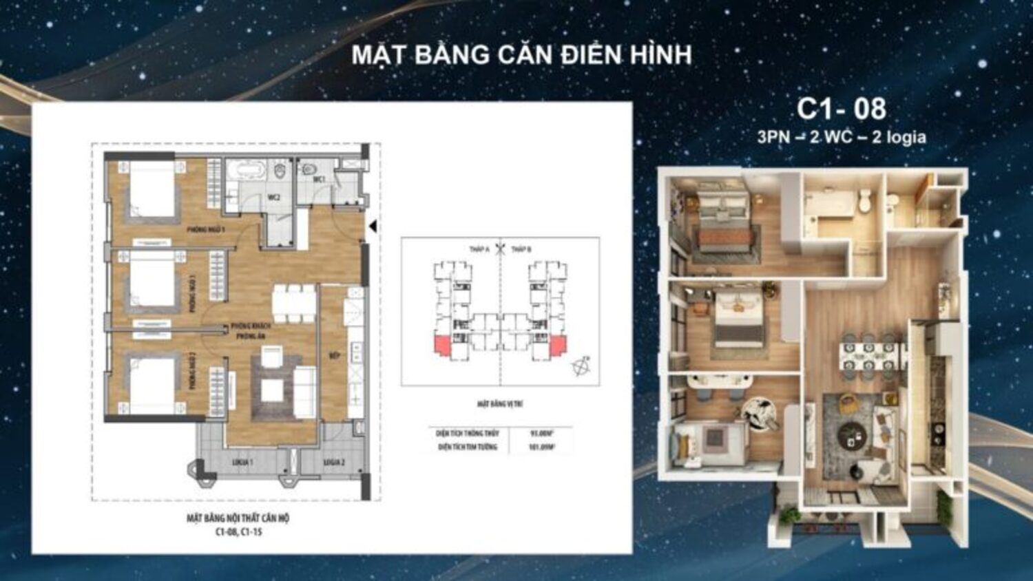 Mặt bằng chi tiết căn hộ Moon Light 2